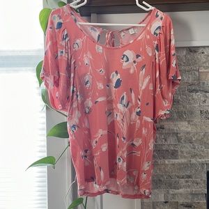 Lauren Conrad Dolman Short Sleeved Flowy and Floral Blouse